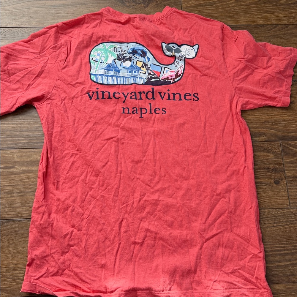 Vineyard Vines Pocket Tee Shirt Medium Naples Print Whale Cotton